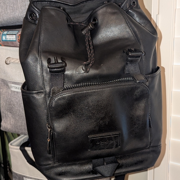 EUC Coach Smith full grain black leather terrain Track laptop backpack C2710 - Picture 5 of 16